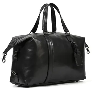 Men's genuine leather travel duffel bag large capacity waterproof business luggage bag
