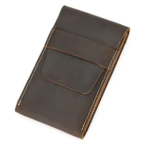Vintage crazy horse leather watch pouch portable travel watch storage box brown cowhide case