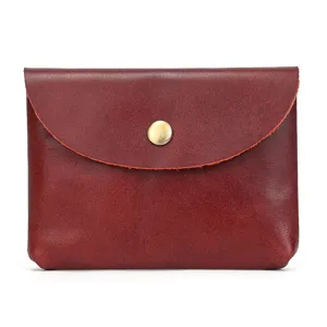 Genuine leather coin purse mini wallet for men and women vintage snap closure card holder bag.