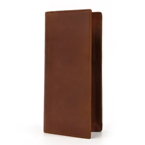 Echtleder langes Portemonnaie für Herren Vintage Bifold Kartenetui braune Geldbörse Detail