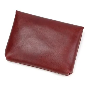 Genuine leather coin purse for men and women, vintage cowhide card holder wallet pocket.