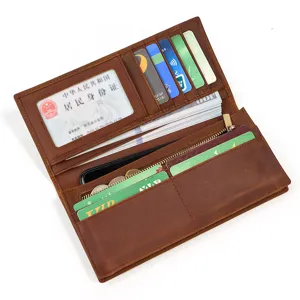 Echtes Leder Herren Langbörse mit vielen Kartenfächern und Münzfach im Vintagestil.
