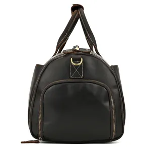Vintage genuine leather travel duffel bag for men and women, large capacity luggage bag.
