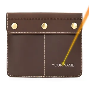 Genuine crazy horse leather watch case retro travel portable watch storage pouch detail view.