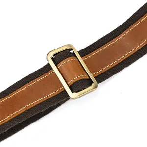 Canvas leather bag strap replacement, vintage style adjustable travel duffel strap detail