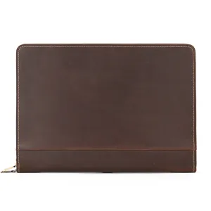 Genuine leather A4 document bag business tablet protective case and stylish clutch folder.