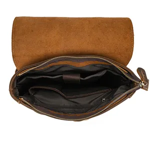 Vintage men's crazy horse leather backpack, retro travel 14-inch laptop bag genuine leather.