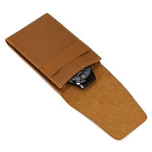 Genuine leather watch pouch portable vintage storage case brown travel watch organizer box