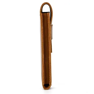 Genuine leather watch pouch travel portable retro cowhide watch storage box case side view