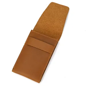 Vintage genuine leather watch pouch crazy horse leather portable travel watch storage box brown