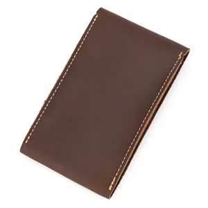 Vintage crazy horse leather watch pouch portable brown leather watch storage travel case bag