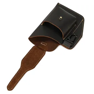 Vintage crazy horse leather men waist bag outdoor sports phone pouch belt holster pocket.