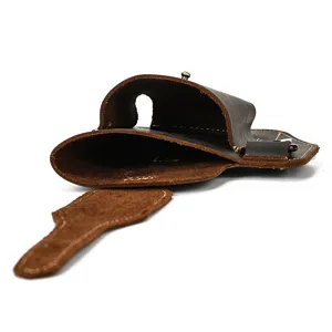 Vintage crazy horse leather phone holster for men, outdoor belt waist bag pouch.