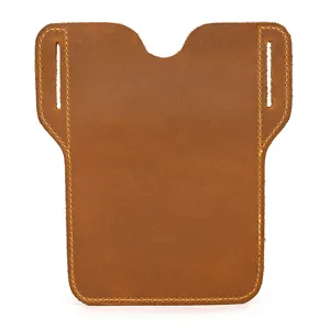 Genuine crazy horse leather belt loop detail for mobile phone holster and leather waist pouch sheath.