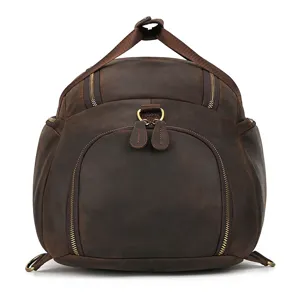 Sac à dos de voyage en cuir de cheval fou vintage pour homme, grand sac décontracté.