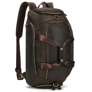 Sac à dos de voyage en cuir de cheval fou vintage pour hommes grande capacité loisir