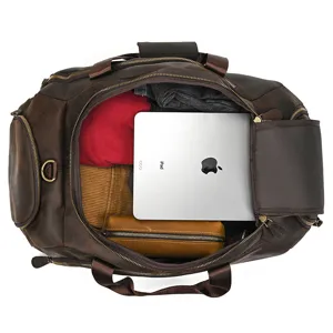 Sac de voyage en cuir vintage de cheval fou grande capacité bagages pour hommes casual