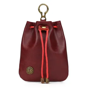Vintage leather coin purse mini drawstring pouch handmade retro style change bag for women detail