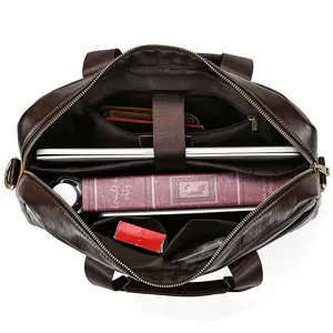 Men's genuine leather briefcase business laptop bag large capacity shoulder messenger bag top