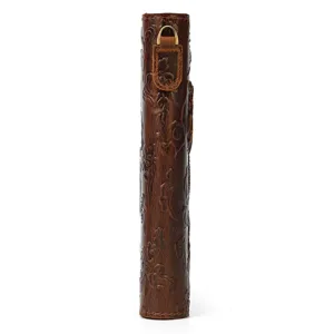 Portefeuille long en cuir crazy horse pour homme detail lateral motif dragon relief