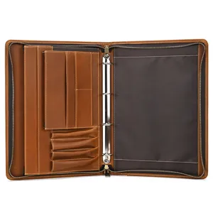 Men's Vintage Genuine Leather Clutch Bag Business A4 Document Folder Large Capacity Tablet Protective Sleeve Portfolio Bag