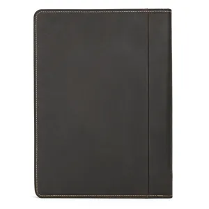Genuine leather A4 document folder business tablet protective case dark brown vintage design.