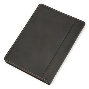 Genuine leather A4 document folder detail view, business style and fine stitching.