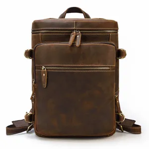 Zaino vintage in pelle da uomo grande capacita 15.6 pollici borsa da viaggio laptop