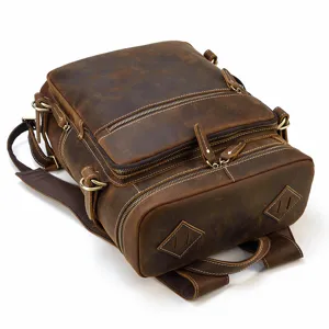 Zaino uomo in vera pelle vintage 15.6 pollici borsa porta pc viaggio stile retro