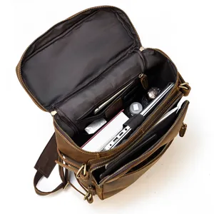 Zaino uomo in vera pelle 15.6 pollici vintage crazy horse per laptop viaggio lavoro
