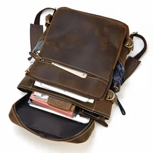 Zaino uomo in vera pelle vintage crazy horse 15.6 pollici grande capacità borsa viaggio