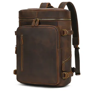 Zaino in Vera Pelle Vintage Per Uomo Grande Capacità Pelle Crazy Horse Viaggio Lavoro Lavoro Zaino per Laptop