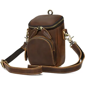 Retro echtes Leder kleine Umhängetasche Vintage Crazy Horse Gürteltasche Produktdetail