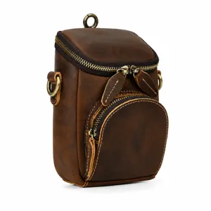 Vintage echtes Leder Umhängetasche Retro Rindsleder kleine Crossbody Taillentasche.