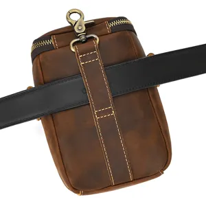 Echter Leder Taillentasche Vintage Crazy Horse Gürteltasche für Herren Outdoor Handy Tasche