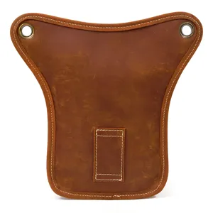 Vintage genuine leather leg bag tactical belt waist pouch for men outdoor utility phone.