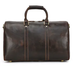 Sac de voyage en cuir vintage, grande capacite sac a main retro pour sport et loisirs.