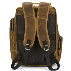 Men genuine leather vintage backpack large capacity casual travel rucksack cowhide book bag