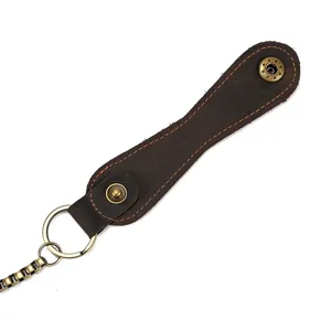 Leather wallet chain strap vintage brass snap belt loop key holder replacement part