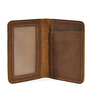 Vintage Genuine Leather Bifold Card Holder Wallet Minimalist Top Layer Cowhide Credit Card Case Coin Purse For Men Women