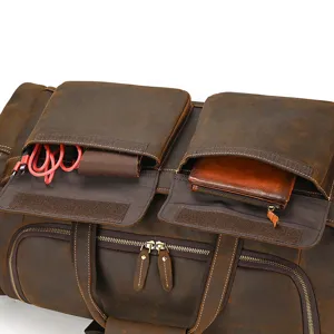 Bolso de viaje de cuero de caballo loco vintage gran capacidad bolsa de fin de semana