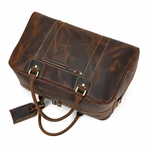 Bolso de viaje vintage de cuero para hombre, gran capacidad bolsa de gimnasio.