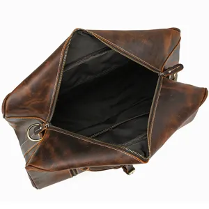 Bolsa de viaje vintage de cuero crazy horse gran capacidad negocios deporte exterior