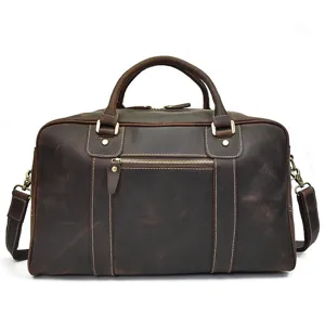 Bolsa de viaje de cuero de caballo loco vintage gran capacidad bolsa de gimnasio
