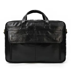 Valigetta d'Affari da Uomo Vintage in Vera Pelle Borsa per Laptop Grande Capacità Borsa da Ufficio Lavoro
