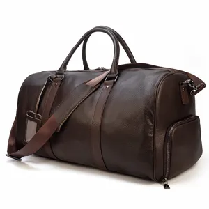Heren echt lederen reistas duffel tas waterdicht grote capaciteit zakelijke bagage handtas