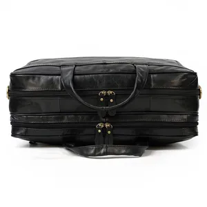 Borsa da lavoro in pelle nera, borsa porta pc uomo affari, valigetta vintage ufficio