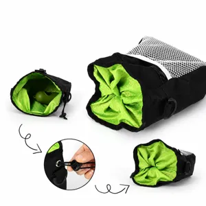 Portable pet treat training pouch for outdoor dog walking, large capacity with mesh pocket.