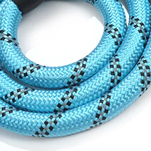 Blue reflective dog leash durable braided round pet training rope for daily walking pets