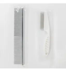 Pet grooming comb set for dogs and cats, stainless steel teeth for shedding and cleaning.